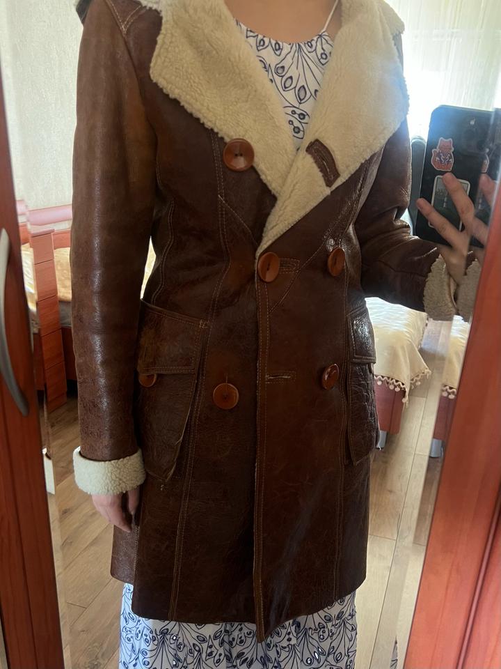 Troy leather Натуральная дубленка с натуральном мехом