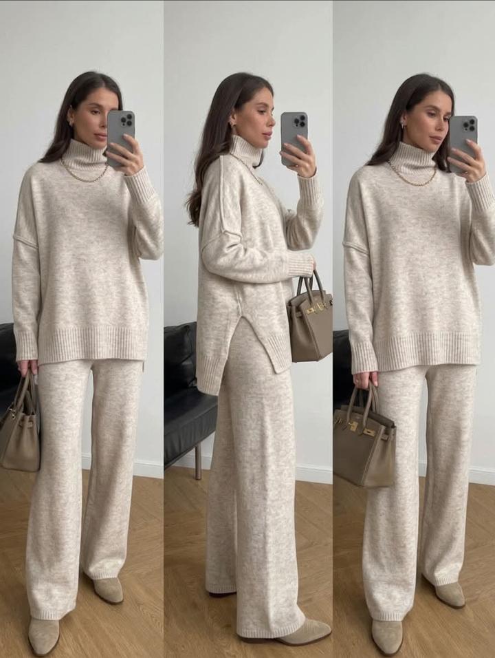 M-Brand Вязаный костюм с широкими брюками и свитером
