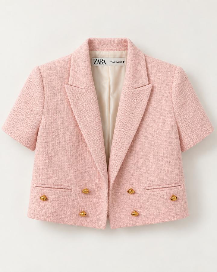 Укороченный твидовый жакет ZARA