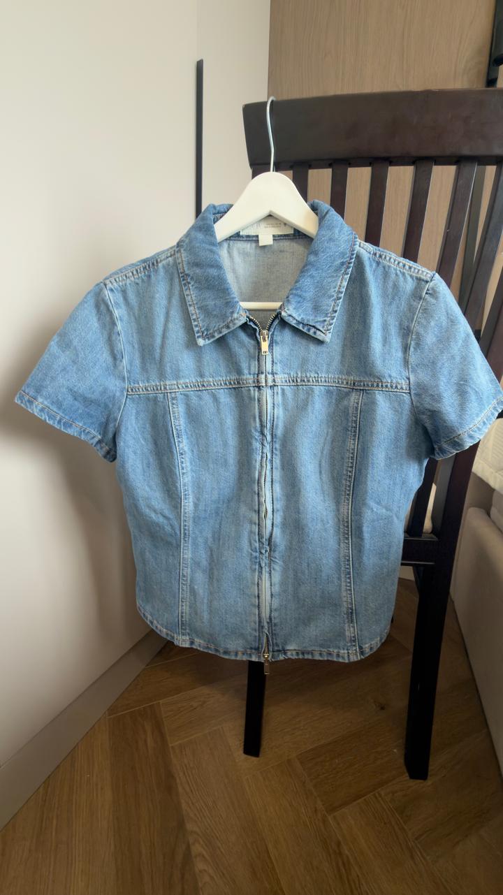 Джинсовая рубашка ZARA на молнии