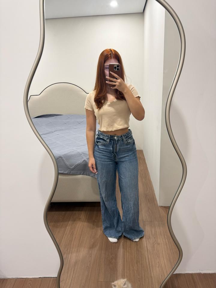 Джинсы широкие с высокой посадкой h&m
