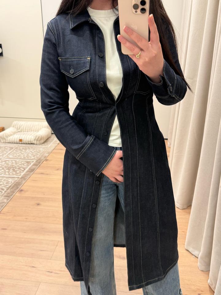 Джинсовый удлиненный пиджак-платье Zara размер S/M
