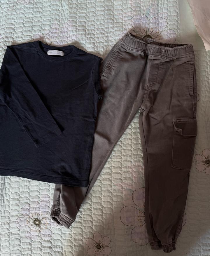 Комплект ZARA: лонгслив и брюки карго
