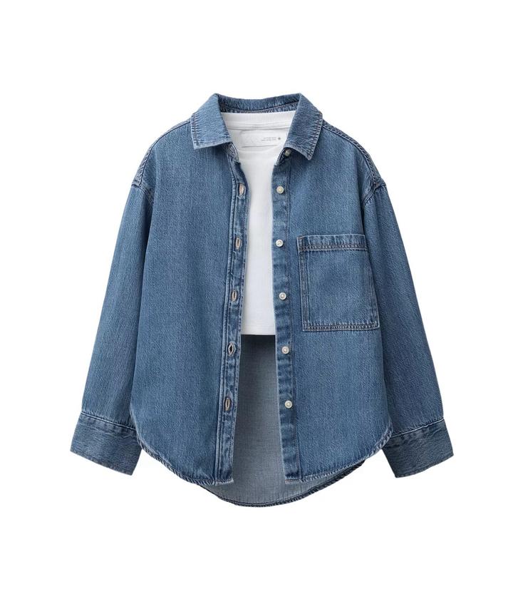 Джинсовая рубашка и футболка Zara