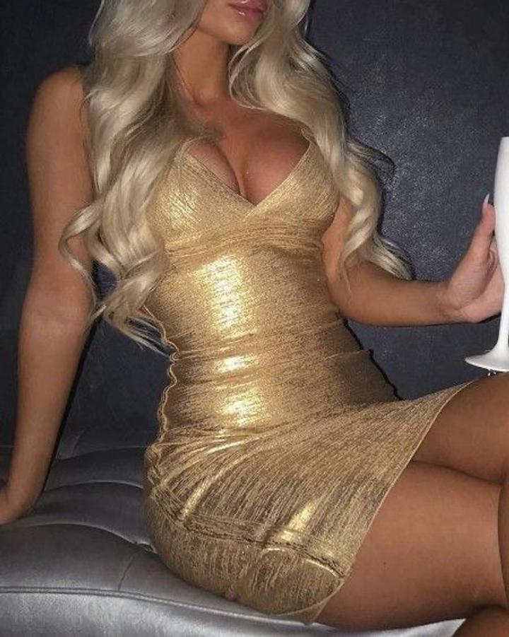 Angel Золотое бандажное платье