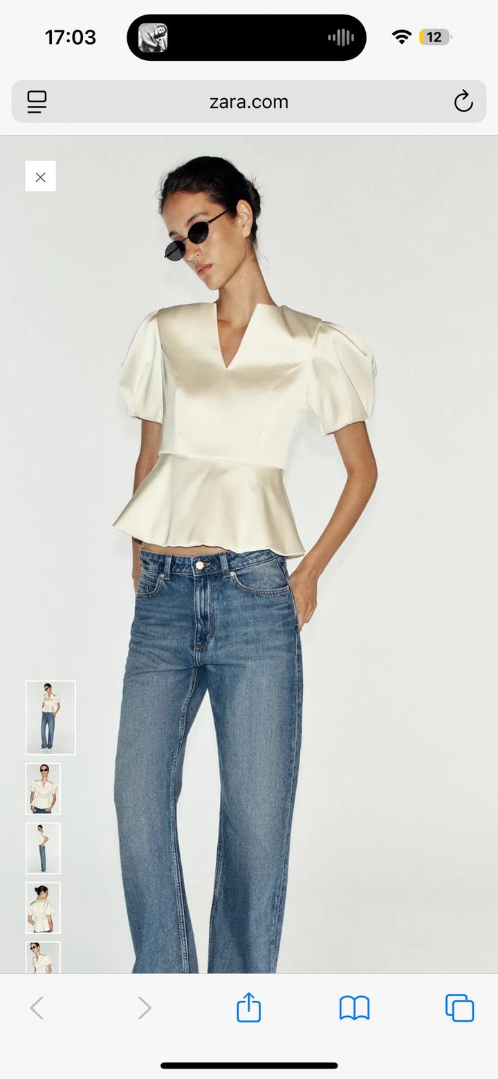 Топ ZARA с баской и объемными рукавами