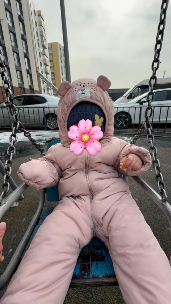 Baby Go Утепленный комбинезон для девочки с капюшоном с ушками