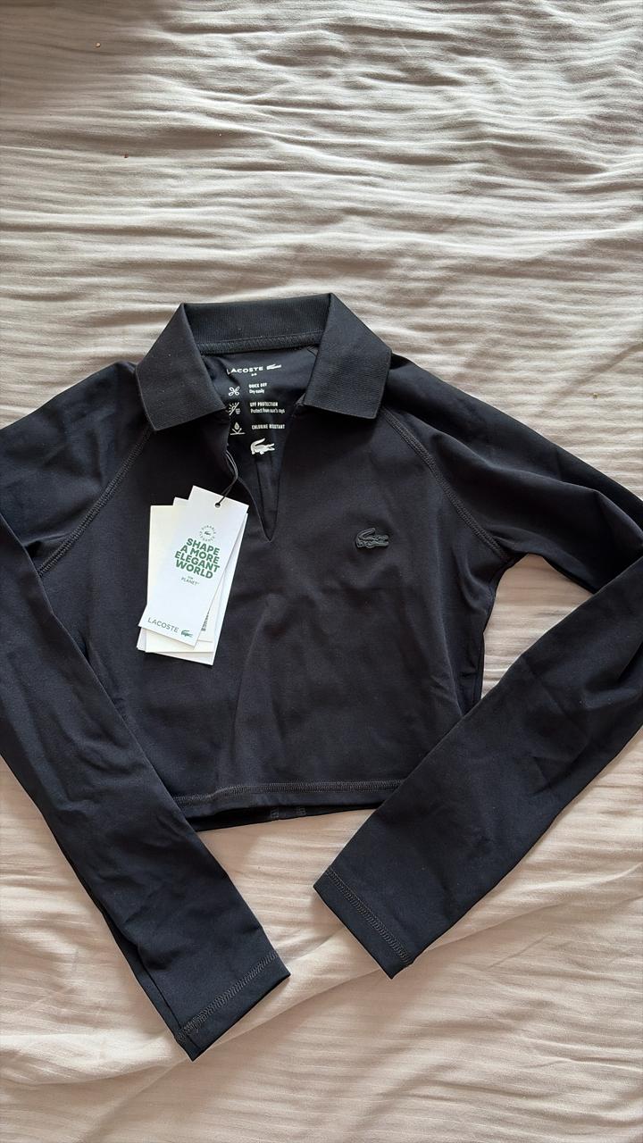 Lacoste укороченная футболка поло с длинным рукавом