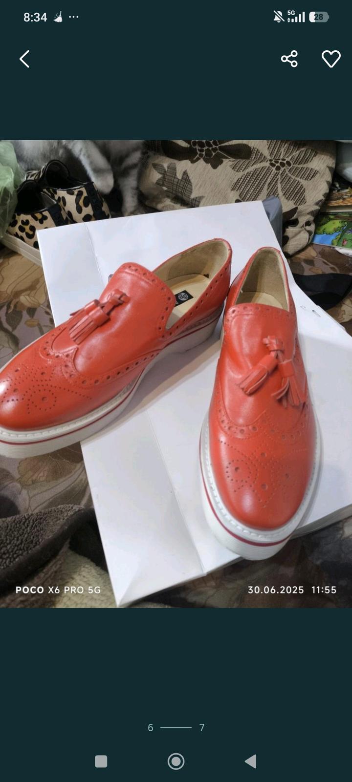 Стильные коралловые туфли из мягкой натуральной кожи ягнёнка.