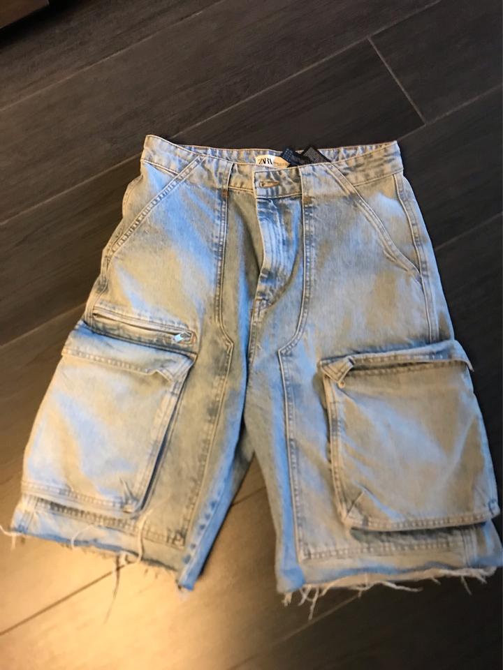 джинсовые шорты карго ZARA, бермуды