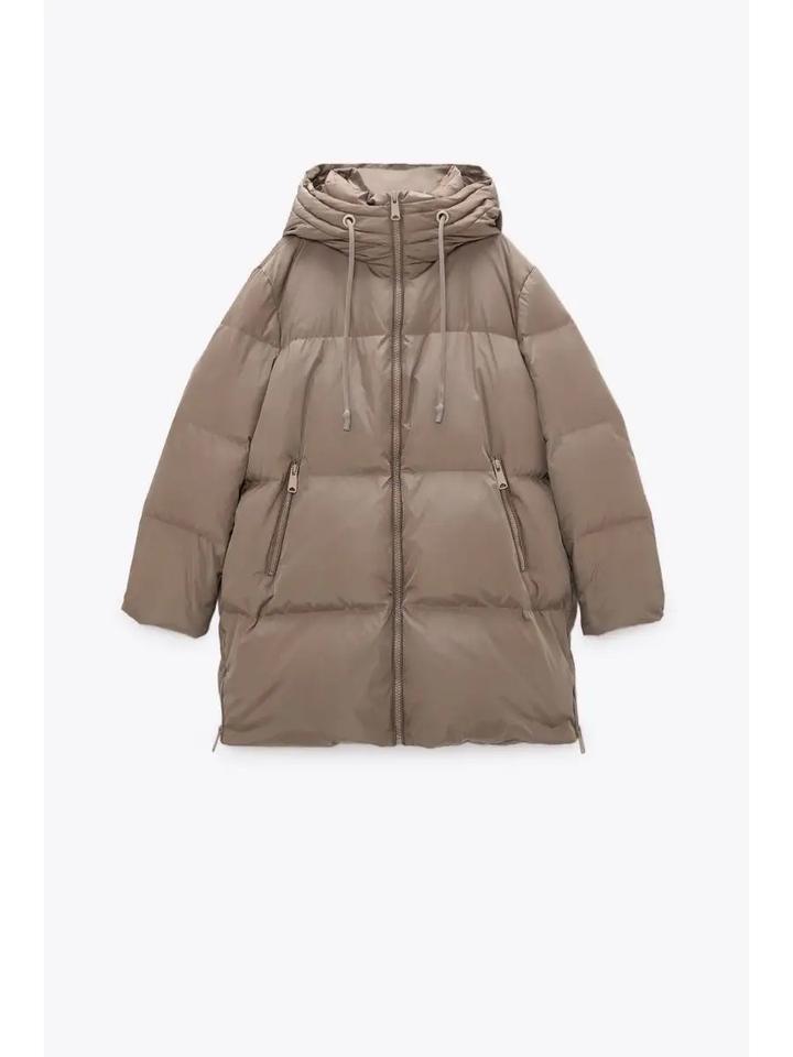 Кожаный пуховик Zara