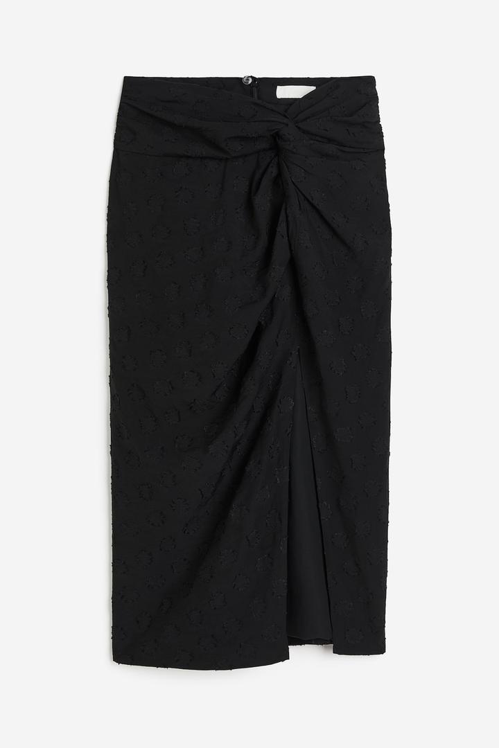 H&M Юбка миди с разрезом и декоративным узлом