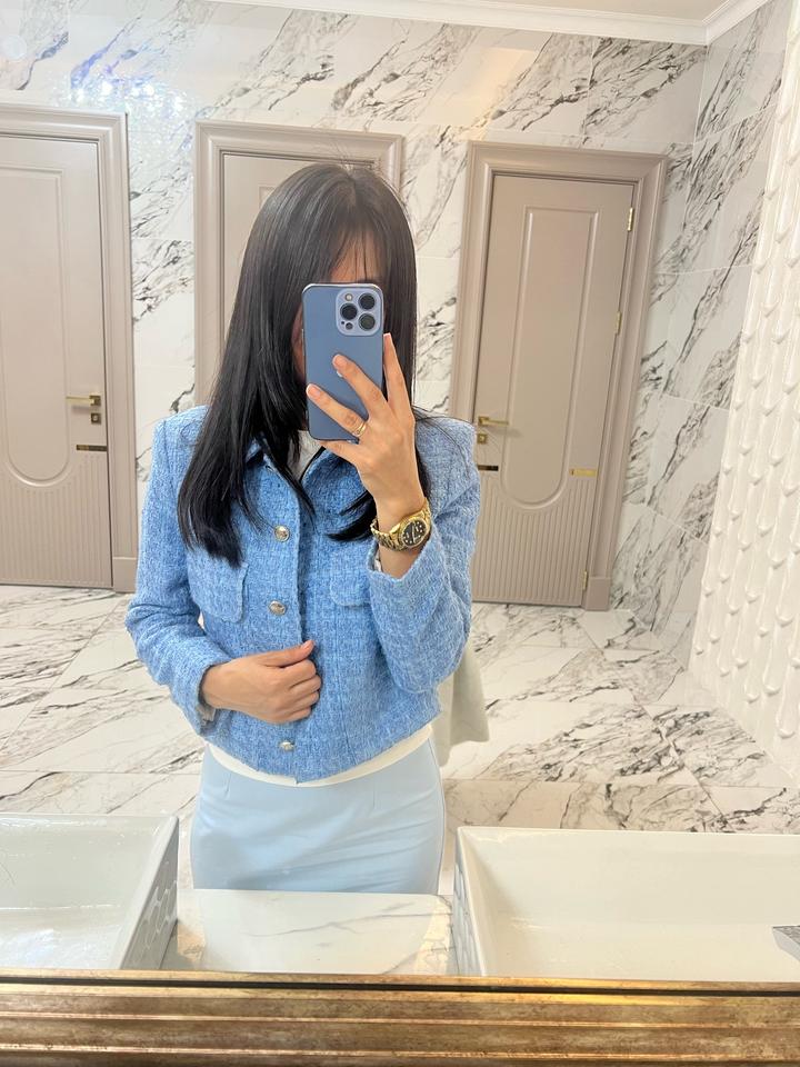Укороченный твидовый жакет ZARA