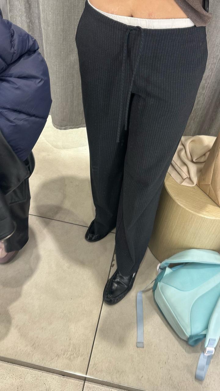 Брюки в полоску на шнурке Zara