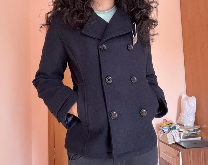 Шерстяное двубортное полупальто в стиле Preppy / JK (M, маломерит на S)