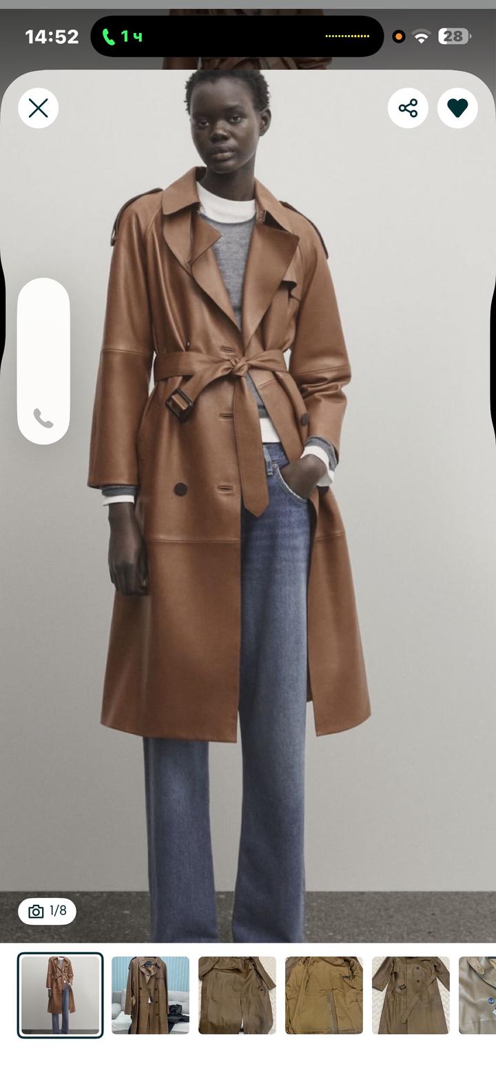 Кожаный тренч Massimo Dutti