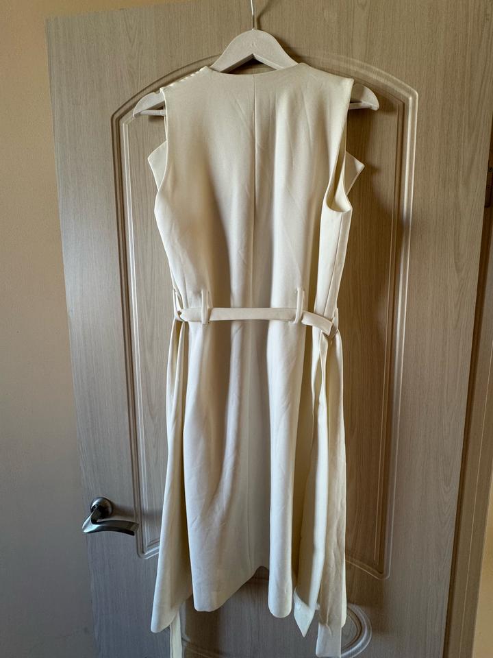 Длинный жилет-тренч Zara Basic, молочный, с поясом, размер S