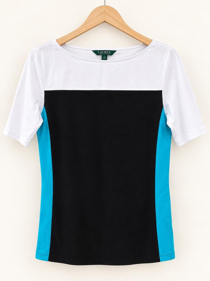 Lauren Ralph Lauren 💙 Стильный хлопковый топ color-block
