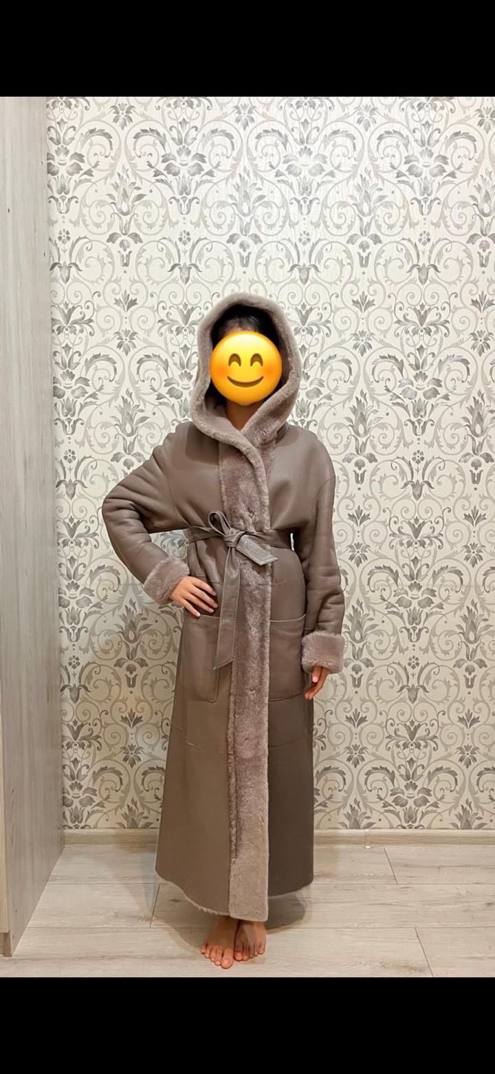 Двусторонняя дубленка с капюшоном
