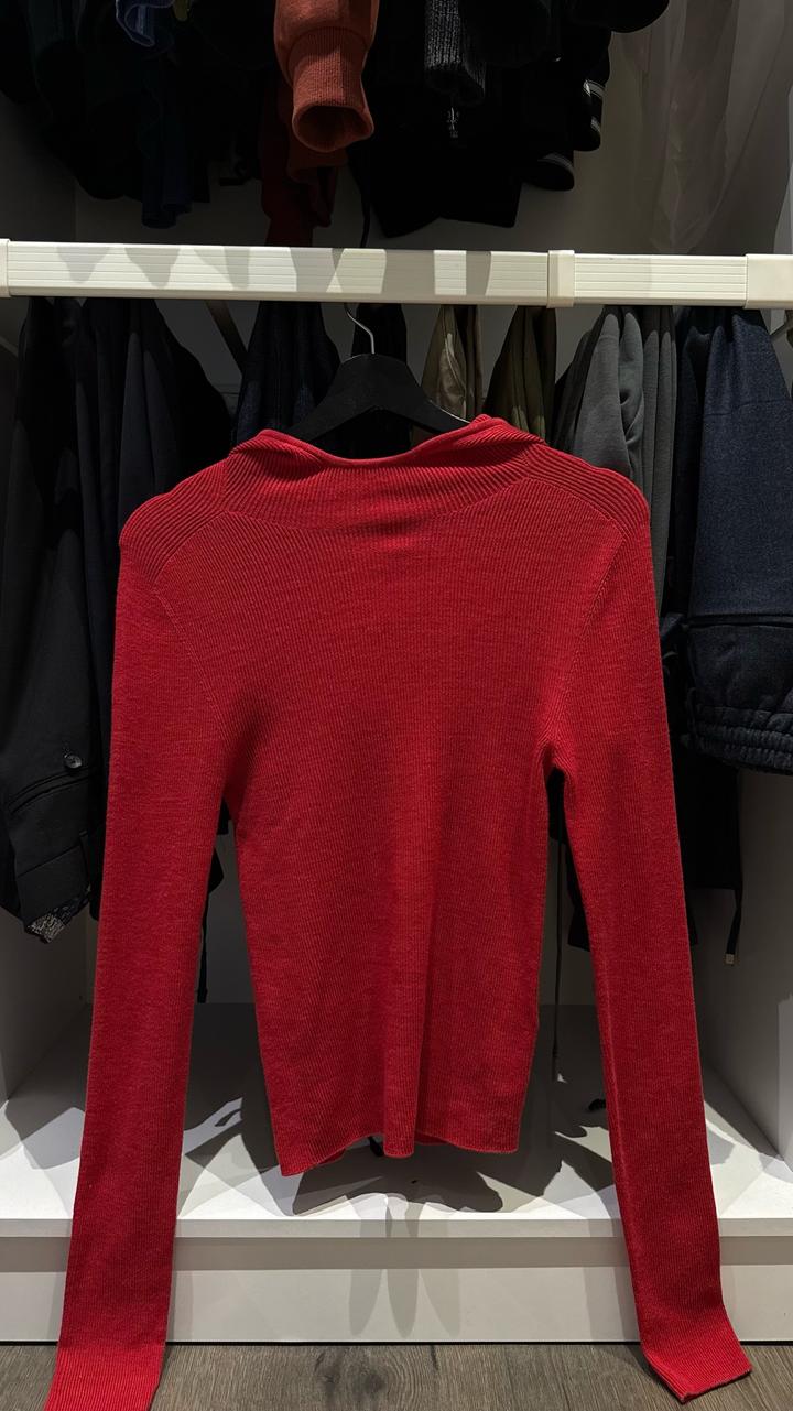 Papermoon Красный трикотажный лонгслив / худи Papèr Moon Seoul в рубчик (S/M)