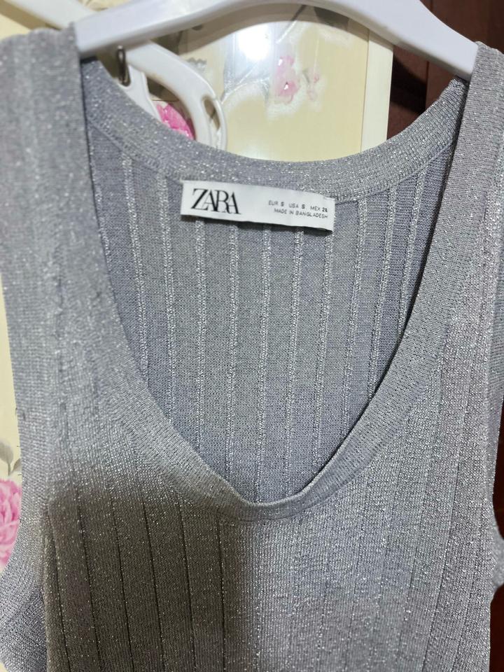 ZARA топ в рубчик с люрексом