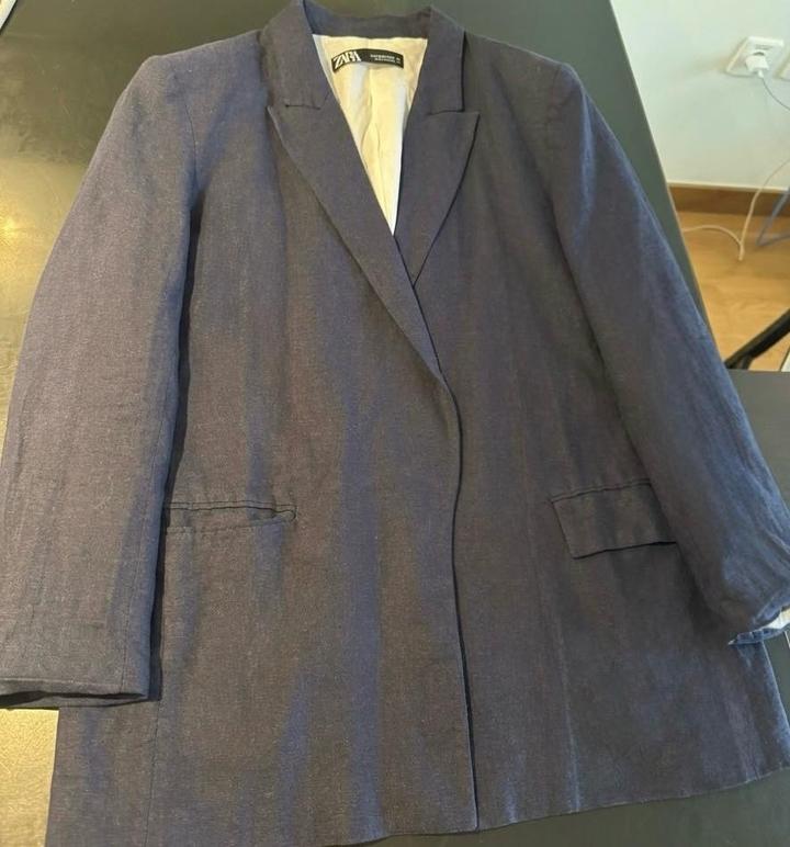 Костюм Zara льняной темно синий летний