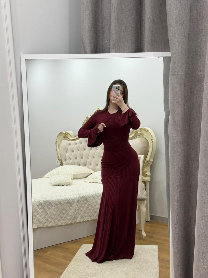 Платье макси в рубчик