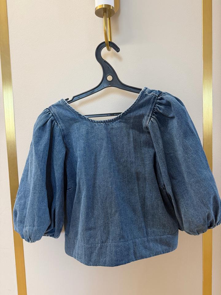 Zara Джинсовый топ с объемными рукавами