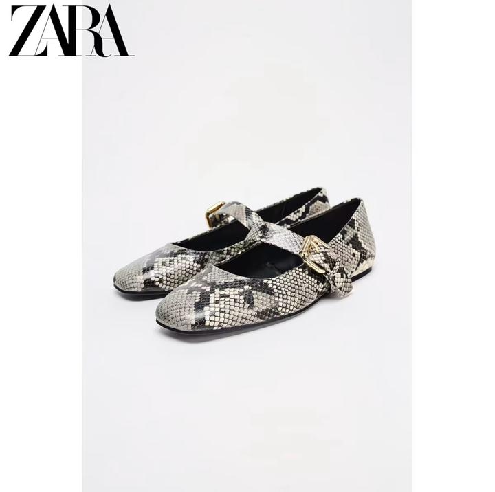 Балетки ZARA с принтом под змею