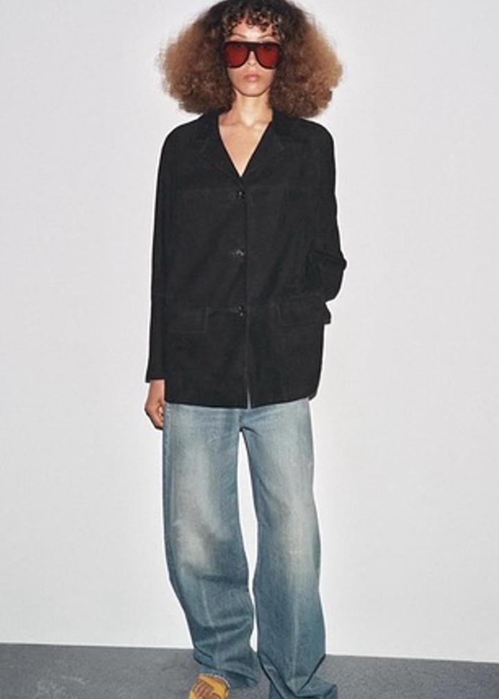 Zara Пиджак Куртка из 100% замши — LIMITEDEDITION