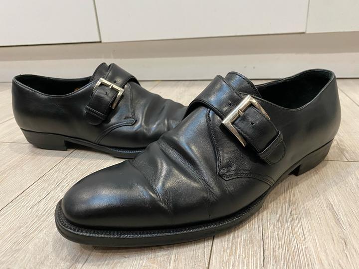 japanese BLACK LEATHER MONK STRAP