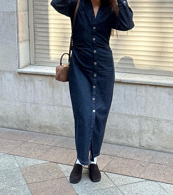 Zara Джинсовое платье миди на пуговицах