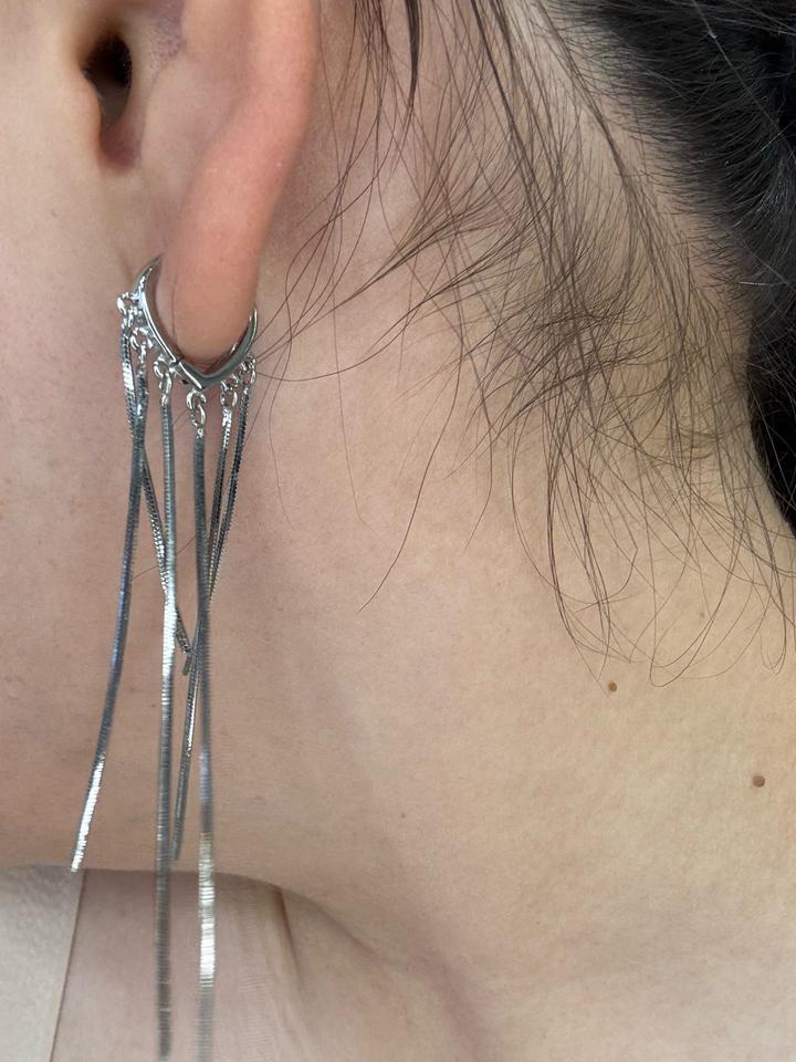 серебро 925 Серьги  с цепочками из серебра 925 пробы