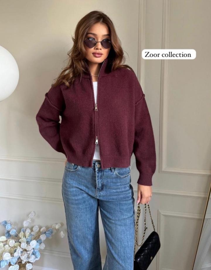 Женский кардиган на молнии Burgundy Cozy Zip-Up