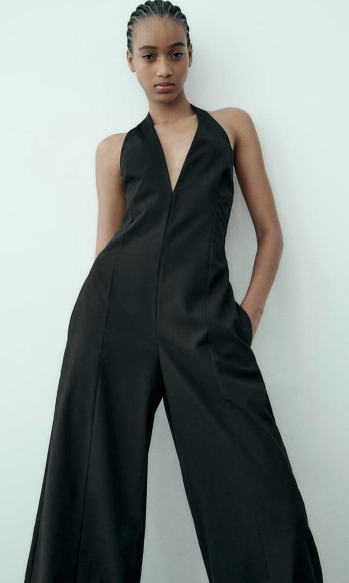 Zara Комбинезон с халтером в полоску