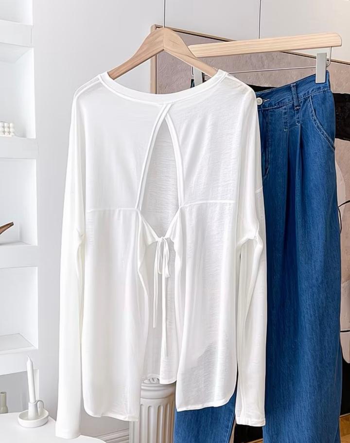 Fashion Лонгслив с открытой спиной и завязками