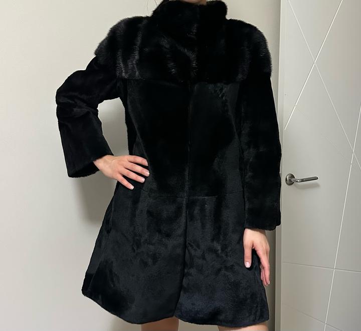 Шуба Bianca натуральная норка комбинированная с бобром