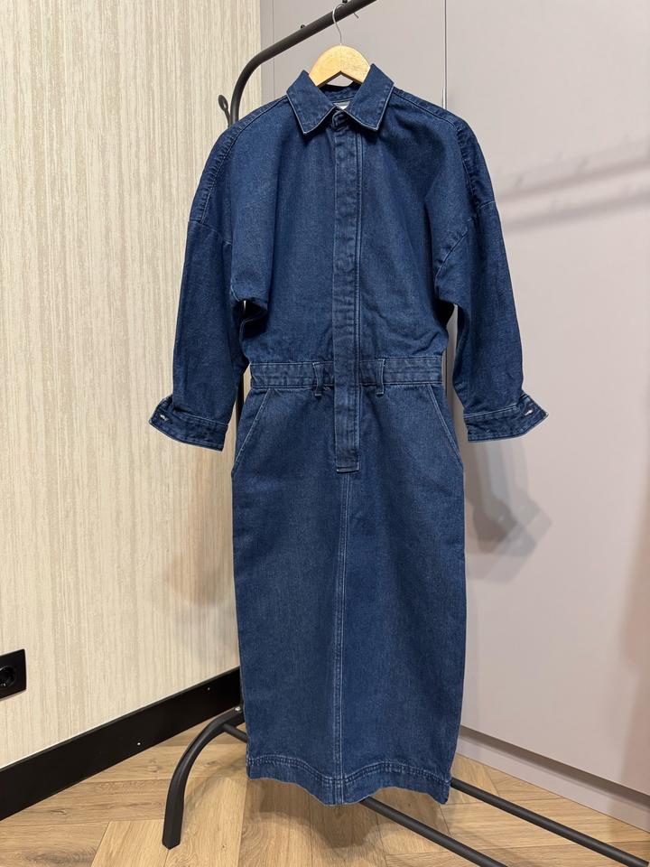 Джинсовое платье-рубашка с поясом Zara