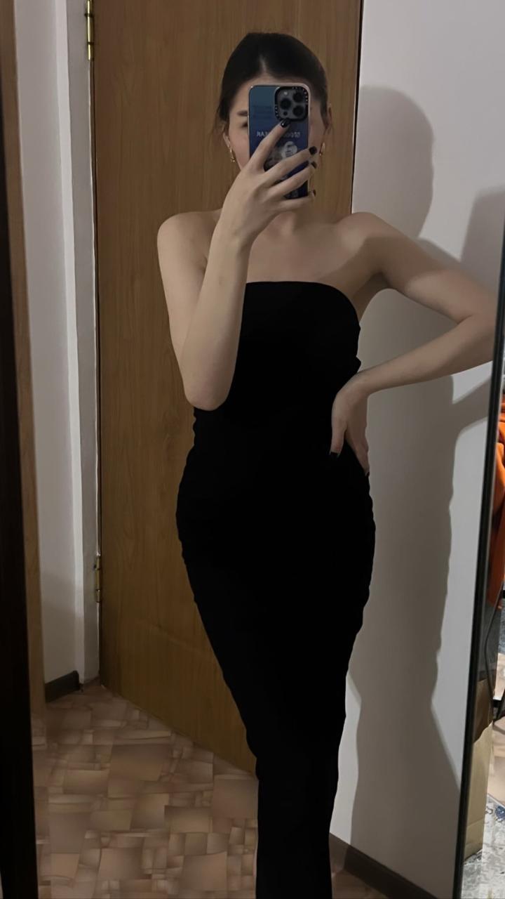 Zara Черное платье бандо миди