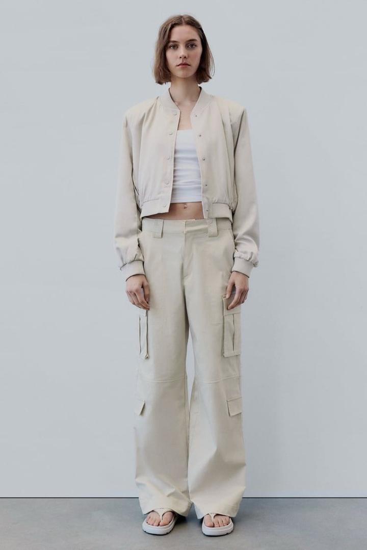 Брюки карго из сатина Zara