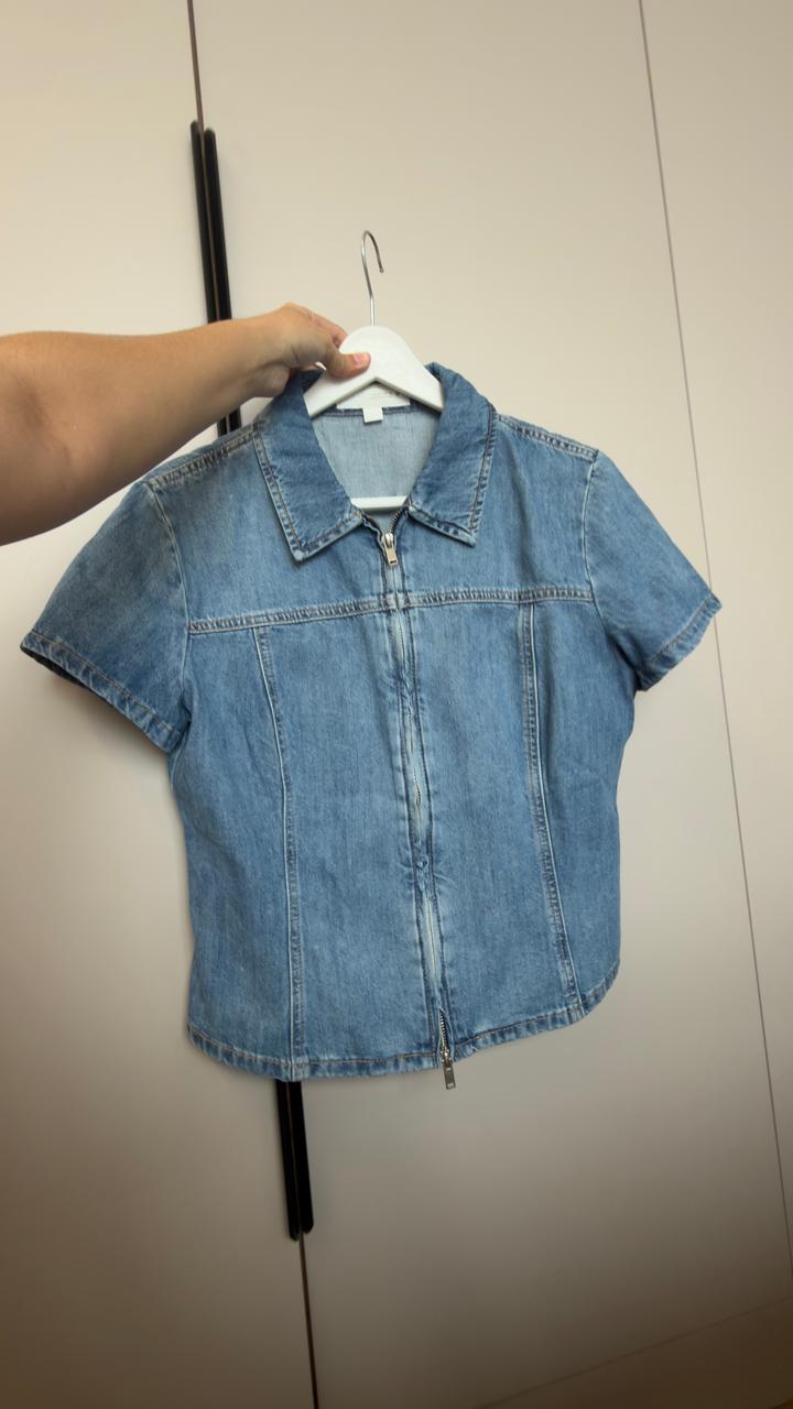 Джинсовая рубашка ZARA на молнии