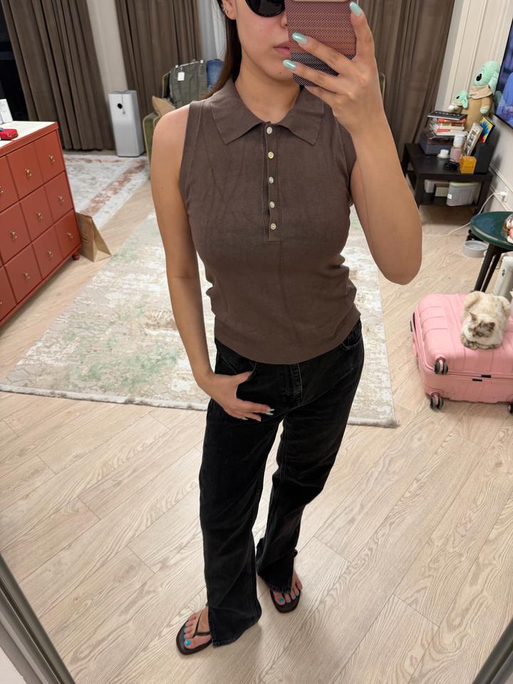 Трикотажное поло ZARA без рукавов