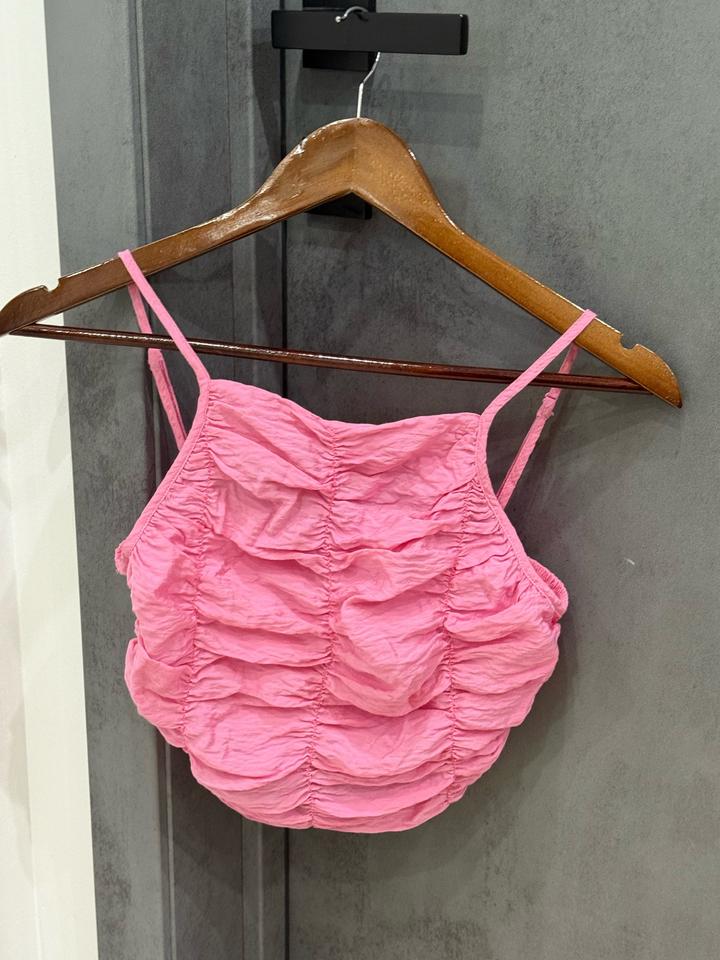 Розовый топ ZARA на бретелях