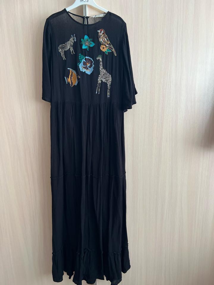 ZARA BASIC платье макси с вышивкой