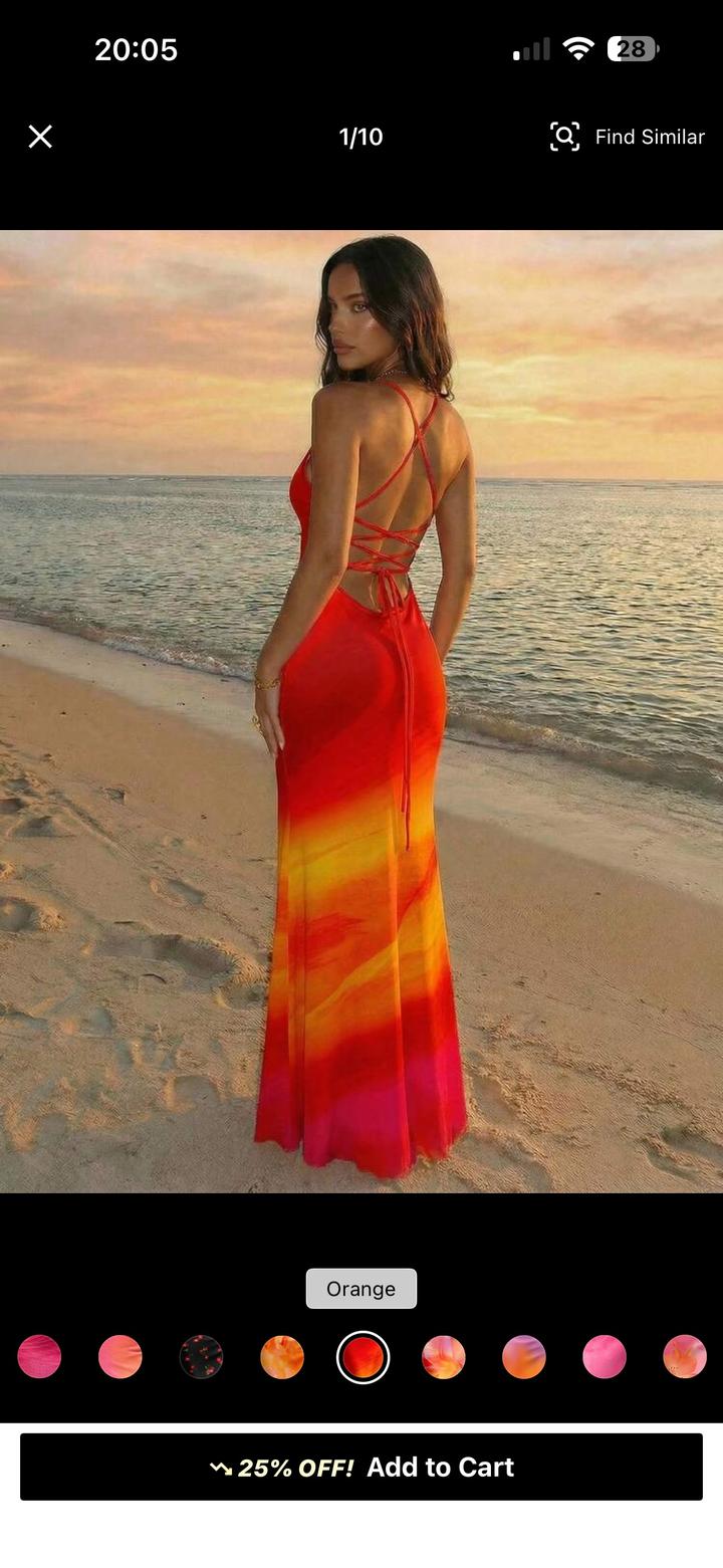 SHEIN Длинное платье с градиентом и шнуровкой