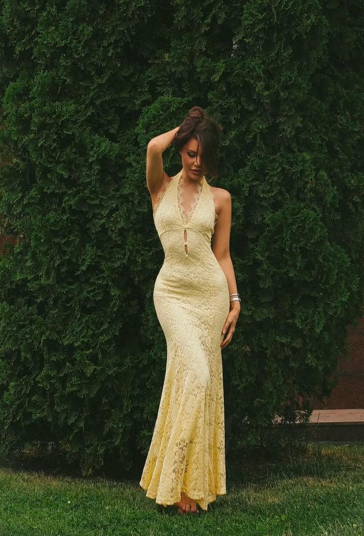 Кружевное длинное платье