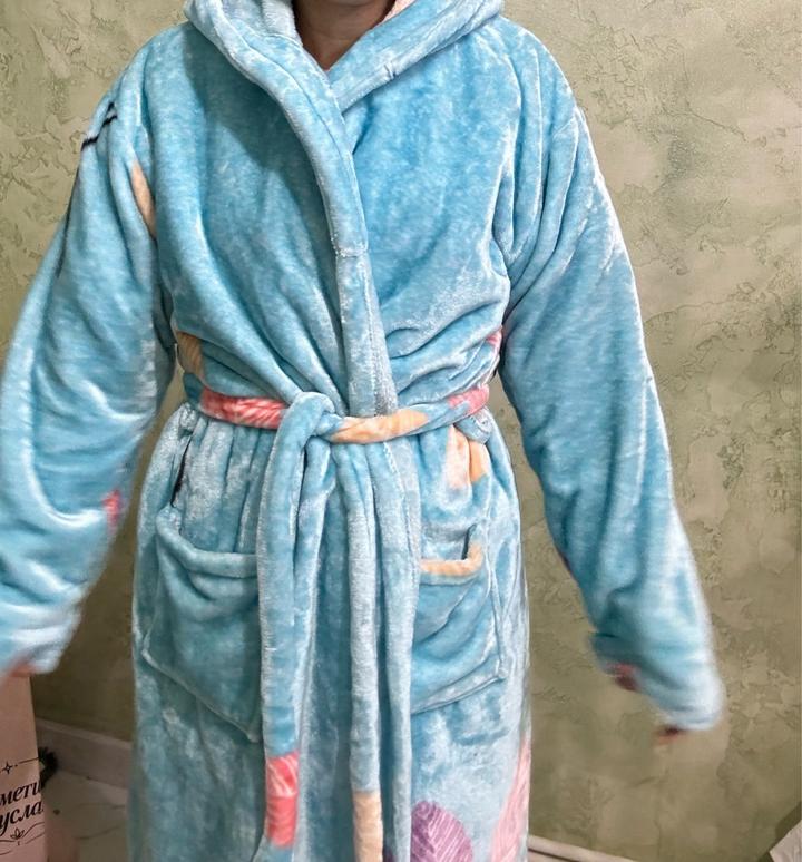 Халат с капюшоном домашний женский