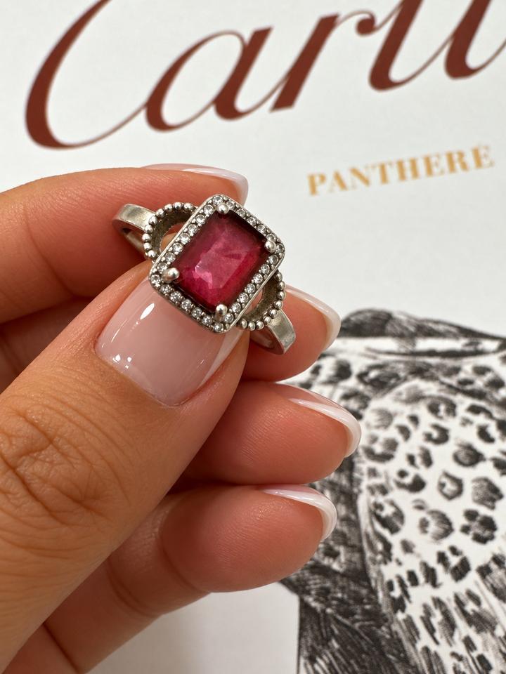 Saudi Jewellery Серебряное  Кольцо с красным камнем