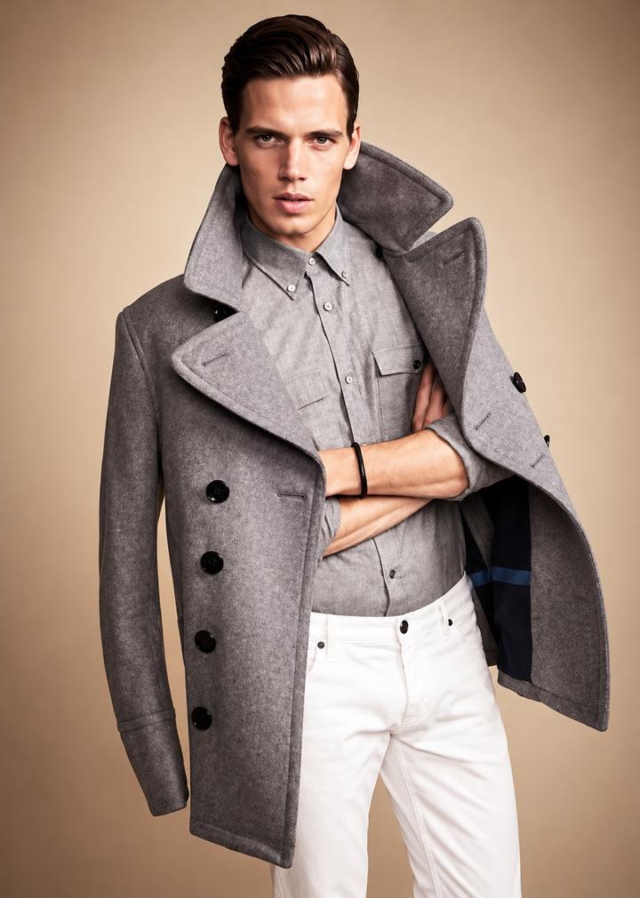 Мужское полупальто Burberry Wool Cashmere Pea Coat