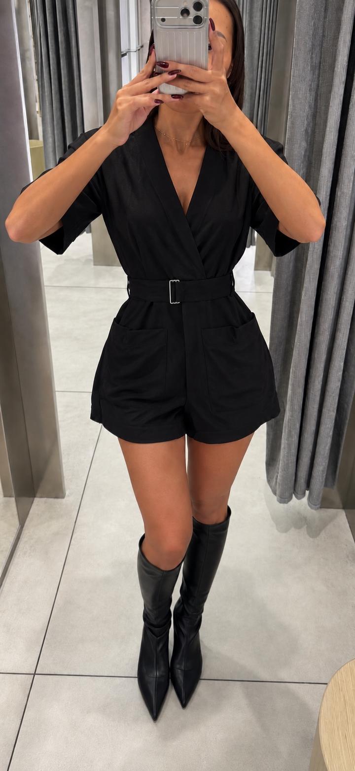 Zara Черный комбинезон